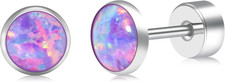 Titanium Flatback Earrings for Women Opal Fire and Snow Stud Earrings Flat Back