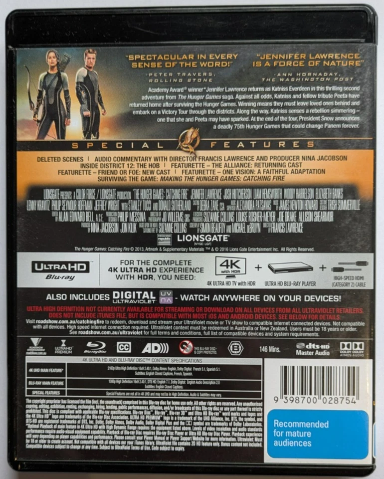 The Hunger Games: Catching Fire (2013) - 4K UHD Blu-ray - Jennifer Lawrence - Image 2 of 2