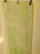 Sheer lite greens with Green roses Scarf/ shawl 14" X 59"