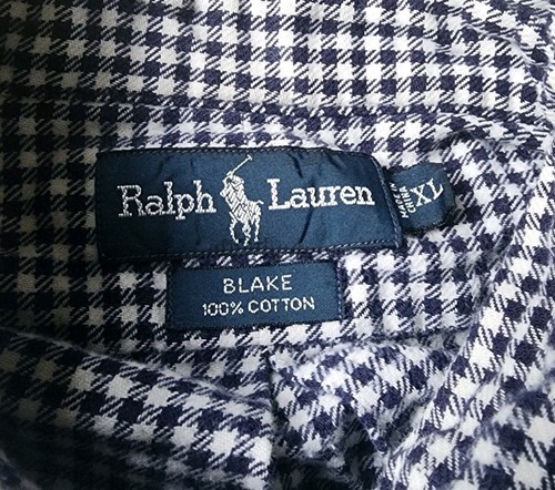 RALPH LAUREN VINTAGE BLAKE BUTTON DOWN SHIRT MENS XL BLUE WHITE HOUNDSTOOTH PONY - Picture 7 of 10