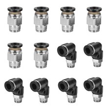 12 Pcs Push to Connect Fittings 1/4 Inch Tube OD x 1/8 Inch NPT Thread Pneuma...