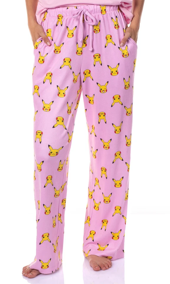 Pokemon Mujer Pikachu Caras 2 Piezas Camisa y Pantalones Pijama Conjunto Salón Foto 3 de 4