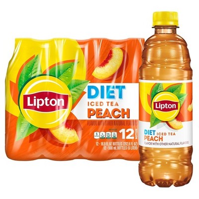 Lipton Diet Peach Iced Tea, 16.9 Fl Oz Bottles (Pack of 12)