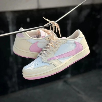 Men's Travis Sc0tt X Jordan 1 Low Shy Pink  Muslin'' Size US 7-12