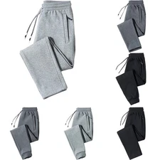 Loose Fit Men Plus Size Workout Sweatpants Casual Sporty Zipper Pants for Gym