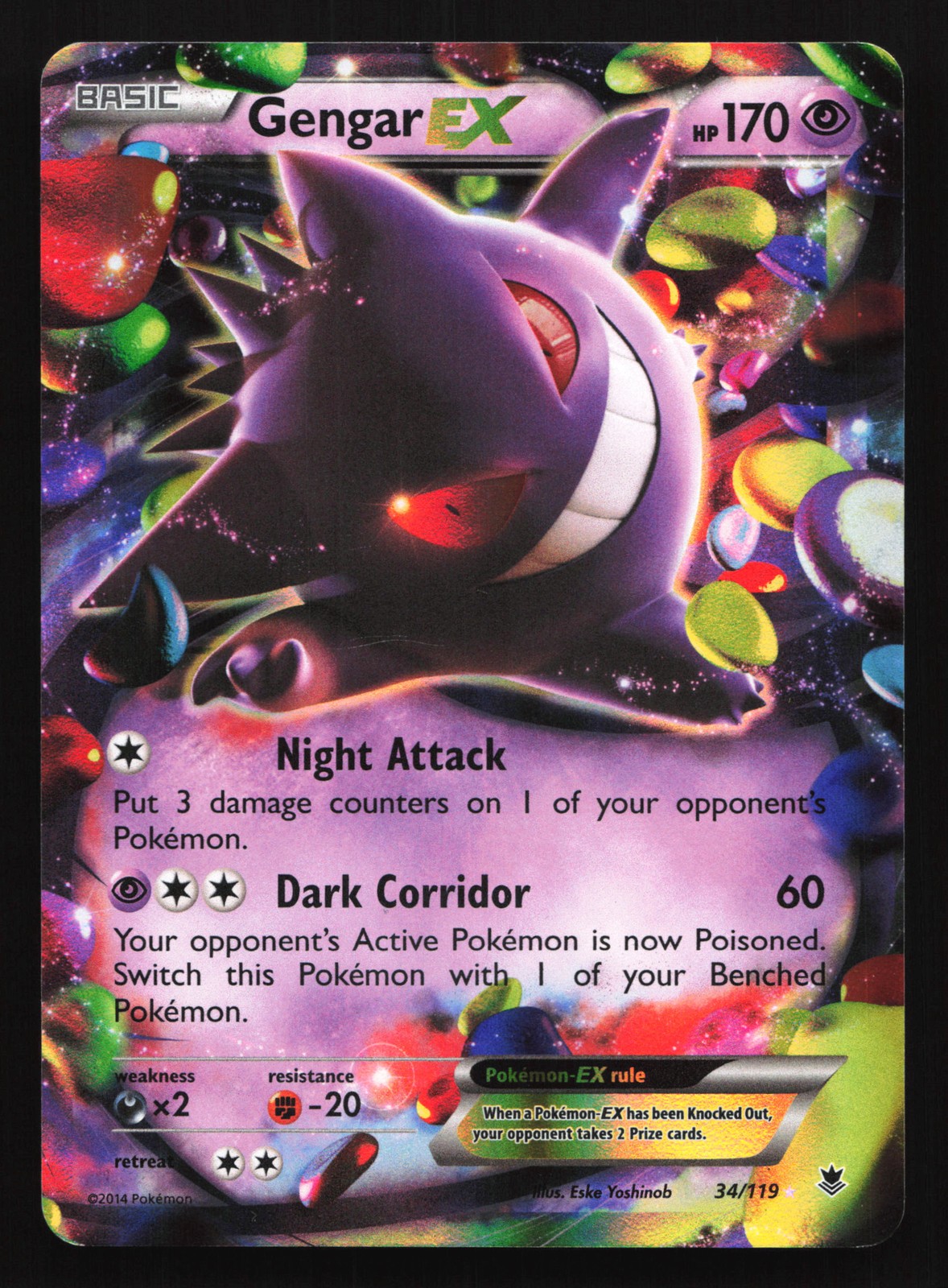 Gengar EX 34/119 XY - Phantom Forces Ultra Rare Pokemon Card