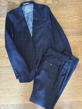 APPAMAN Fine Tailoring Boy's Blue 2-Piece Suit Blazer & Pants. Size 12 VGUC