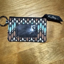 Vera Bradley Sierra Stream Zip ID Case With Key Chain Attachment