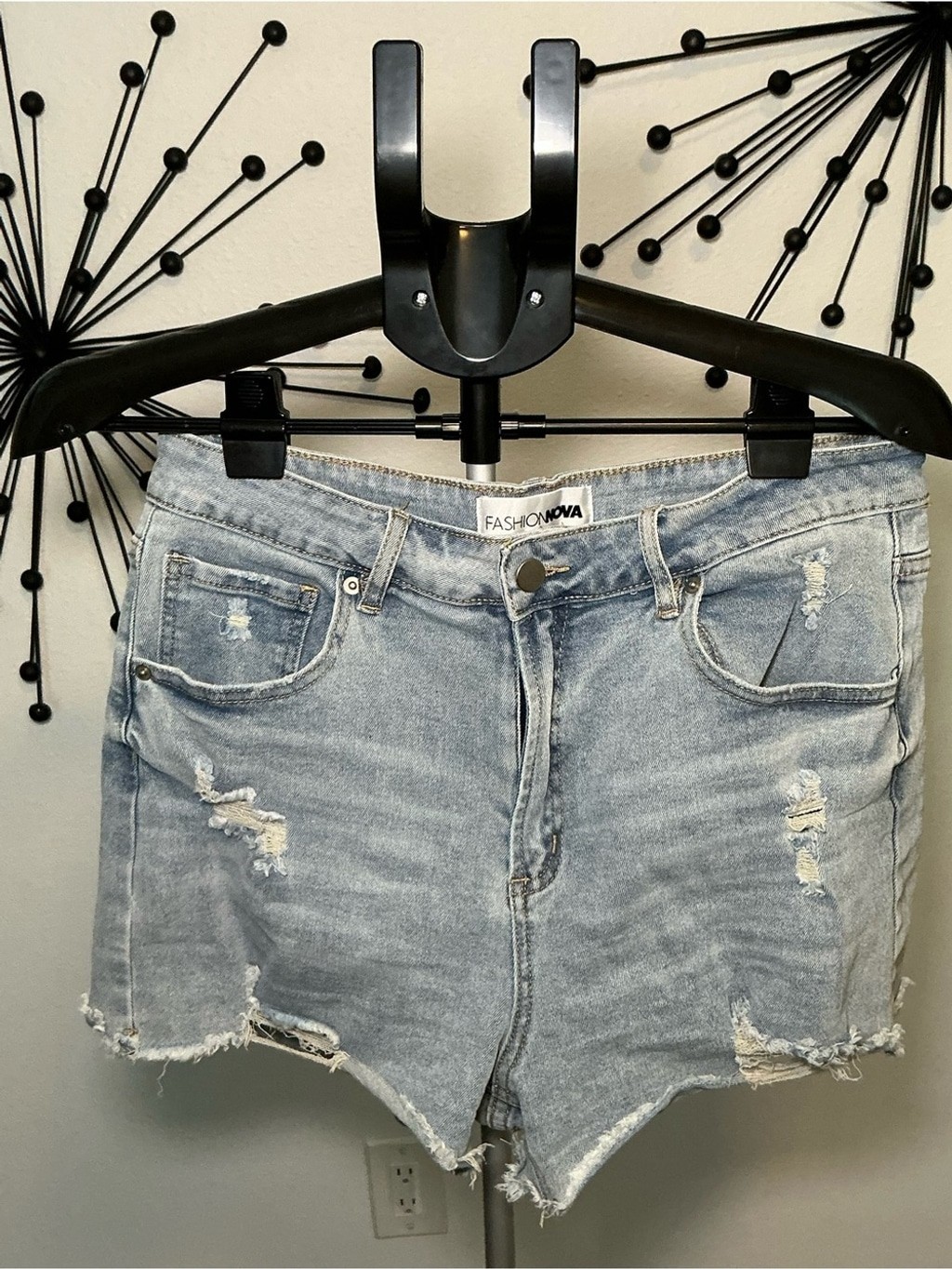 Fashion Nova Light Wash Distressed Denim Shorts