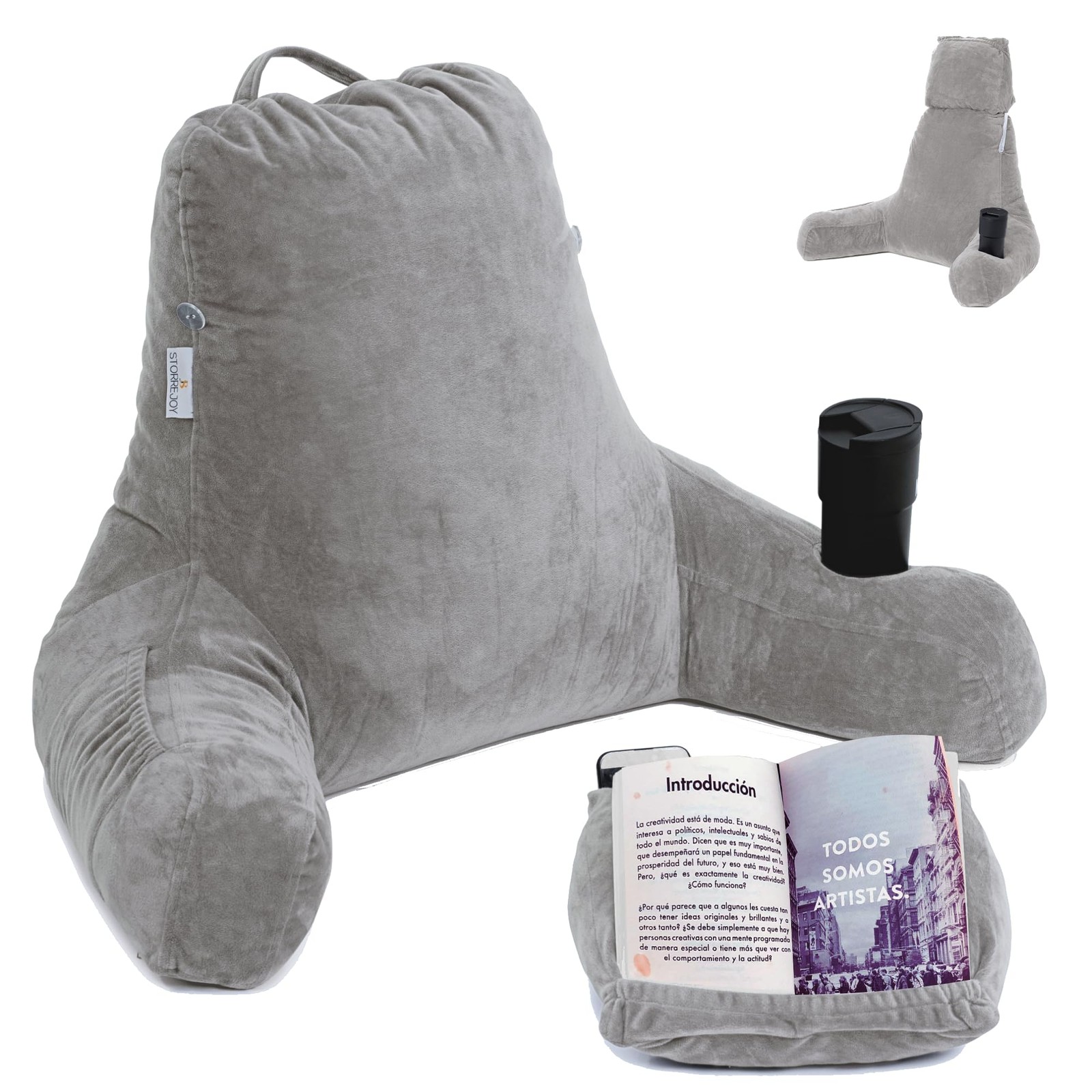 XL Memory Foam Reading Pillow for Adults with Arm Support – Perfect for Sitting in Bed