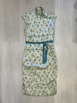 10 UK Karen Millen Vintage Jacquard Butterfly Oriental Cheongsam Chinese Dress