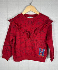 H M Harry Potter Hogwarts Girls 5/6 Ruffle Sweatshirt Red