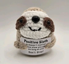 Inspirational Positive Crochet Sloth 3" Emotional Support Doesn't Matter How Slo