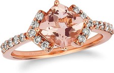 LeVian 14K Rose Gold Cocktail Ring with 1.64 ct. Pink Morganite & Diamond Size 8