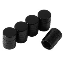 Anodized Aluminum Tire Valve Stem Caps with Plastic Inner Sleeve, Black