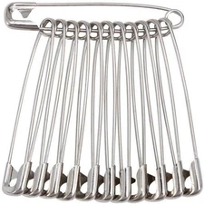 Large Safety Pins Bulk 60PCS, Size 4 Rust-Resistant Nickel Plated Steel Pins 2.2
