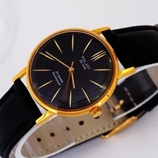 New poljot de luxe ultra slim 2209 men's USSR gold plated mechanical wristwatch