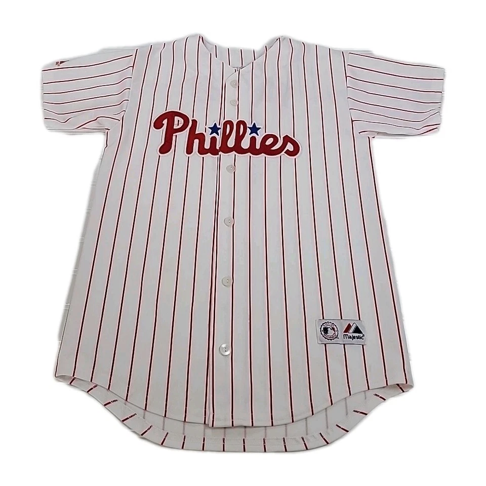 Футболка Philadelphia Phillies Ryan Howard Majestic White в тонкую полоску МОЛОДЕЖНАЯ - Изображение 2 из 4