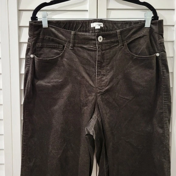 Pantalones J. Jill Marrón Elastizados Pana Pierna Ancha Talla 16 Suaves Tiro Medio Cómodos Informales Foto 3 de 4