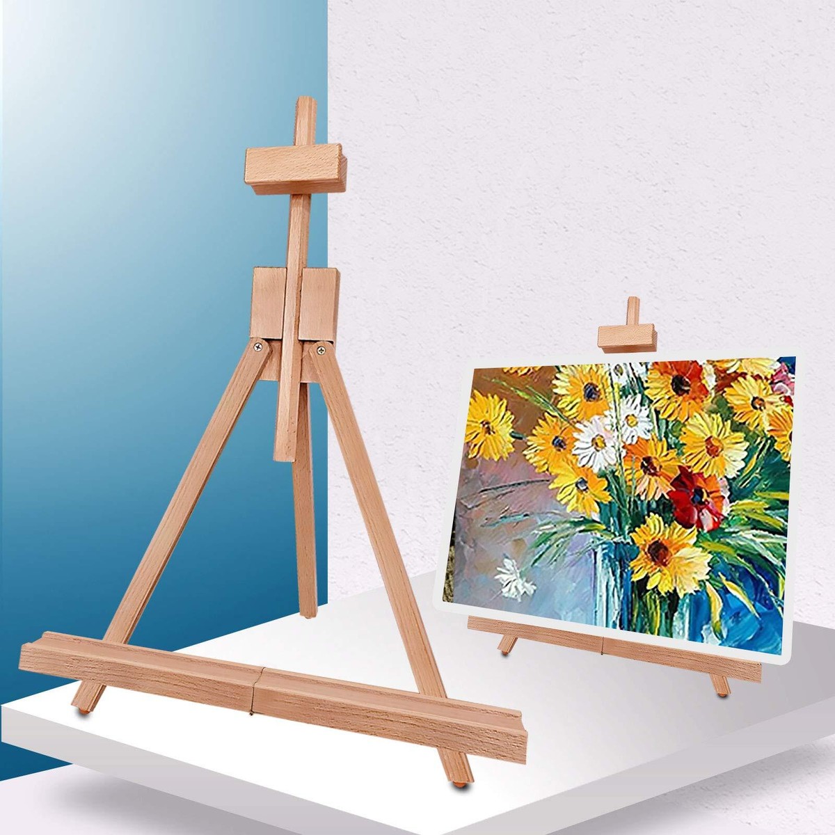 Tabletop Art Easel - 30 Inch Adjustable Beech Wood Display Stand, Holds Canvas Up To 25 Inches - View #9