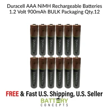 DURACELL AAA NIMH Rechargeable Batteries 12PK 1.2V 900mAh NEW DATE CODE EXP.2034