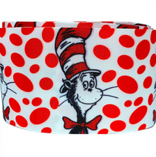 GROSGRAIN RIBBON 5/8", 7/8", 1.5" 3" Cat in the Hat Thing Printed