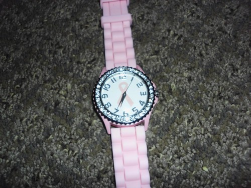 Geneva Strass PINK BREAST CANCER AWARENESS Gel Uhr, Neu - Bild 1 von 2