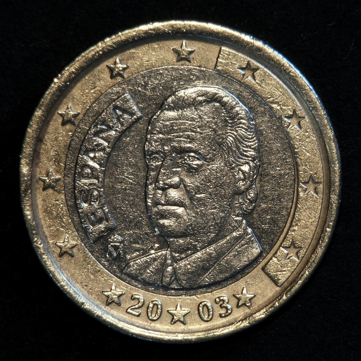 1 Euro 2003 Spain, Rare unique, Error-Uncentered embossing | eBay