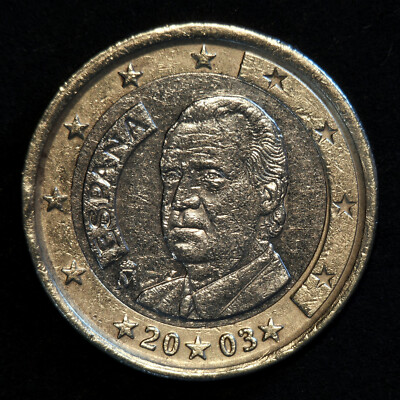 1 Euro 2003 Spain, Rare unique, Error-Uncentered embossing | eBay