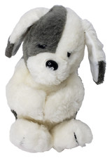 Vintage 1985 Dakin White Gray Puppy Dog Plush Soft Stuffed Animal Toy Gift 9"