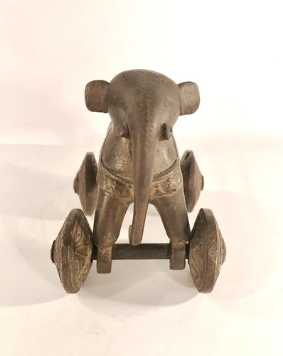 Vintage Cast Iron Elephant On Wheels Possibly An Old Pull Toy? Nice - Picture 6 of 10