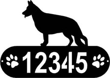 German Shepherd Dog Standing PAWS House Address Sign or Name Plaque