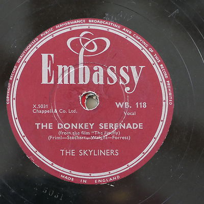 78rpm THE SKYLINERS the donkey serenade / the happy wanderers