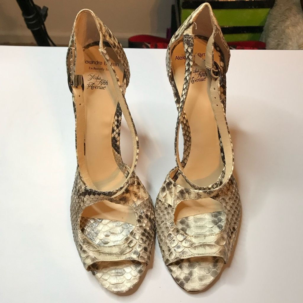 Alexandre Birman Cream/Brown Python Heels - image 1