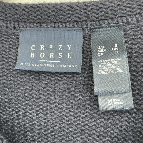 Crazy Horse Heavy Sweater Blue Knit Nautical Anchor Full Zip Women's Size Small - Picture 8 of 11