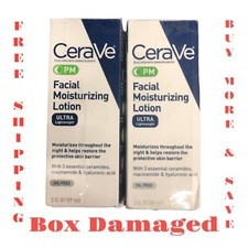 2 Pack CeraVe Facial Moisturizing Lotion PM Ultra Lightweight 3 oz Box Damaged