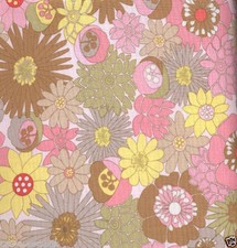 Pink, Brown, Yellow Mums Daisy Flowers Quilt Fabric - Yard