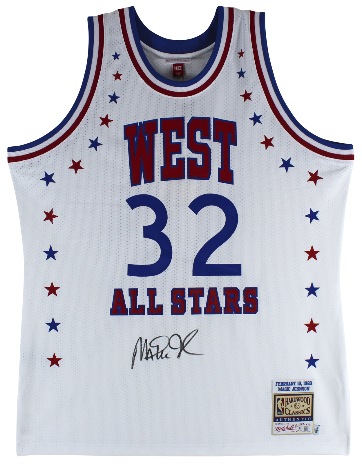 Magic Johnson Autographed Signed Lakers White 1983 All-Star M&N Authentic Jersey Beckett Witness 