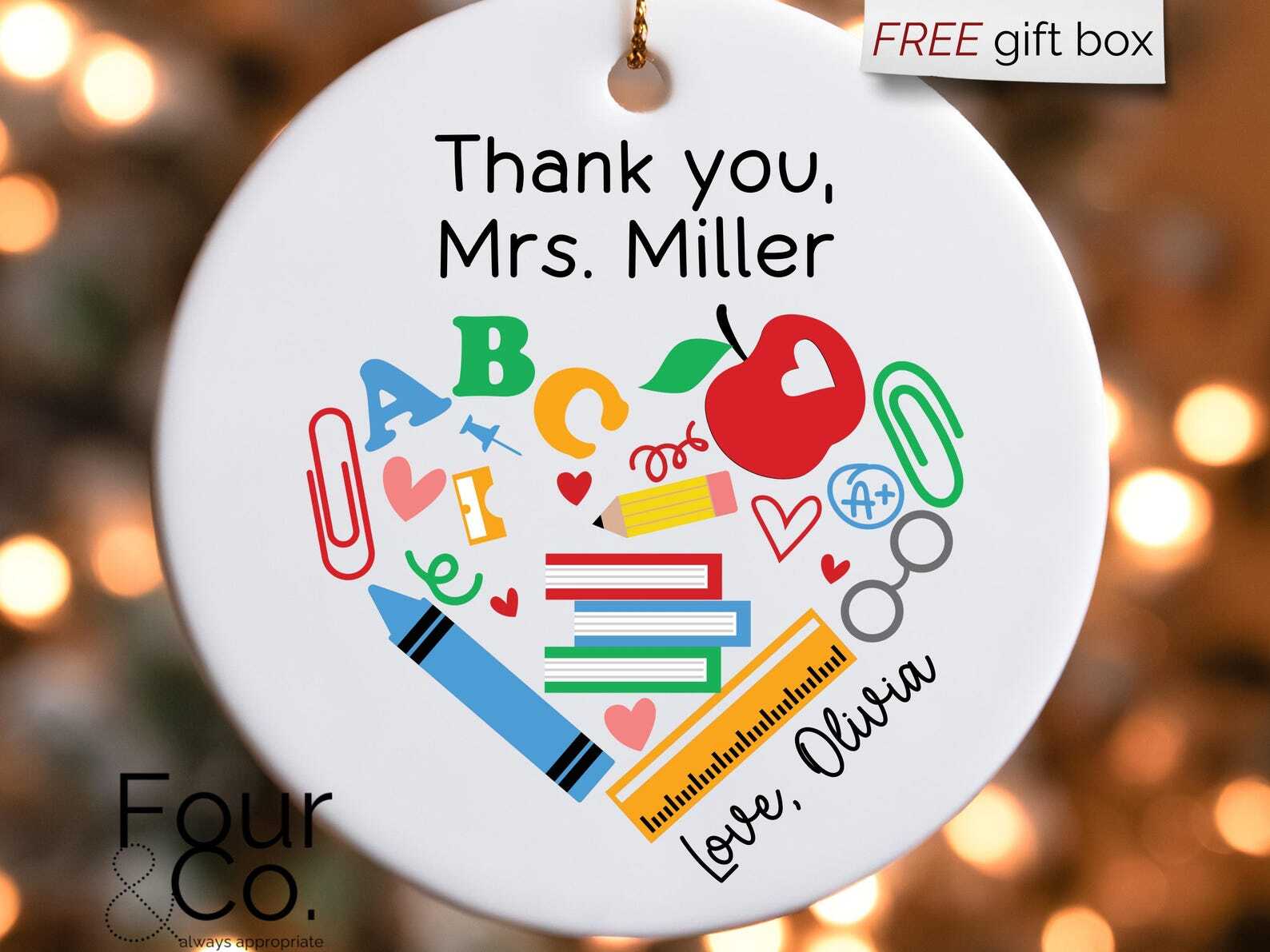 Teacher Ornament Christmas Gift For Teacher Teacher Appreciation