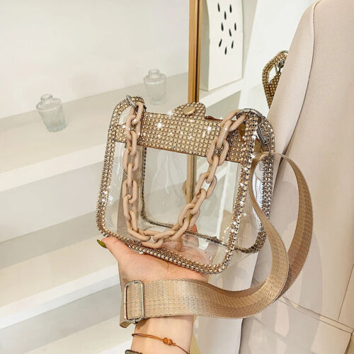 Bolso de Hombro Transparente Cadena Bolso de Mano PVC Mujer Bandolera - Imagen 10 de 25