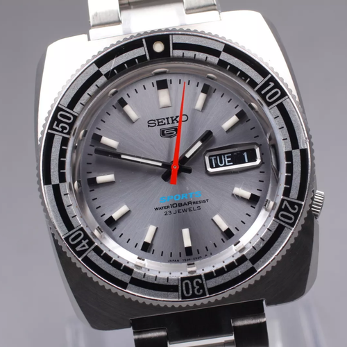 Exc+4 SEIKO 5 Sports 7S36-0070 Silver Dial Rally Diver Analog Men’s Watch JAPAN