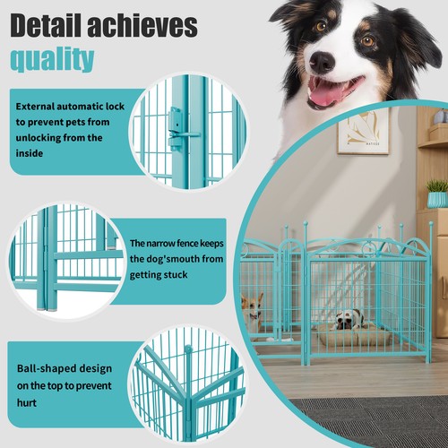 Dog Playpen Indoor 24 inch 8 Panels Metal Dog Pen Pet Dog Fence Outdoor Exerci - Picture 16 of 17