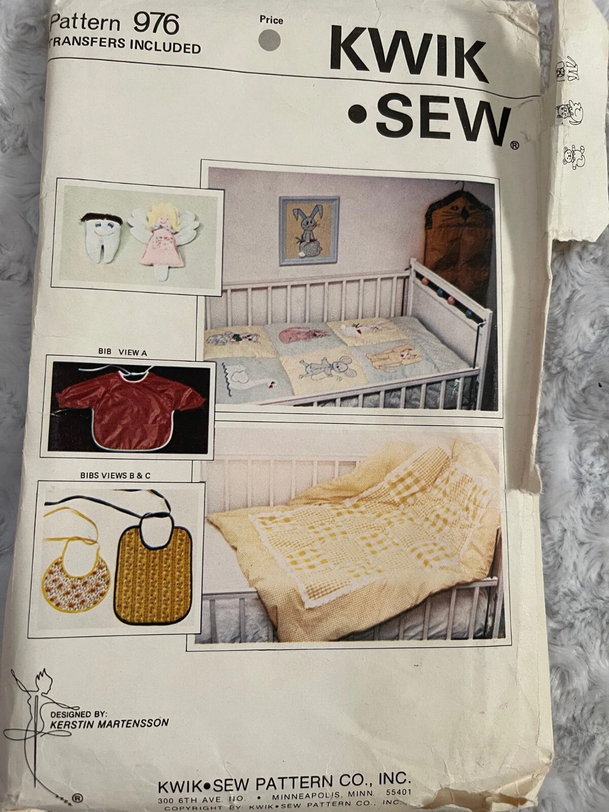 UNCUT Kwik Sew 976 pattern Baby nursery Quilt Organizer Tooth Fairy Pillow bib