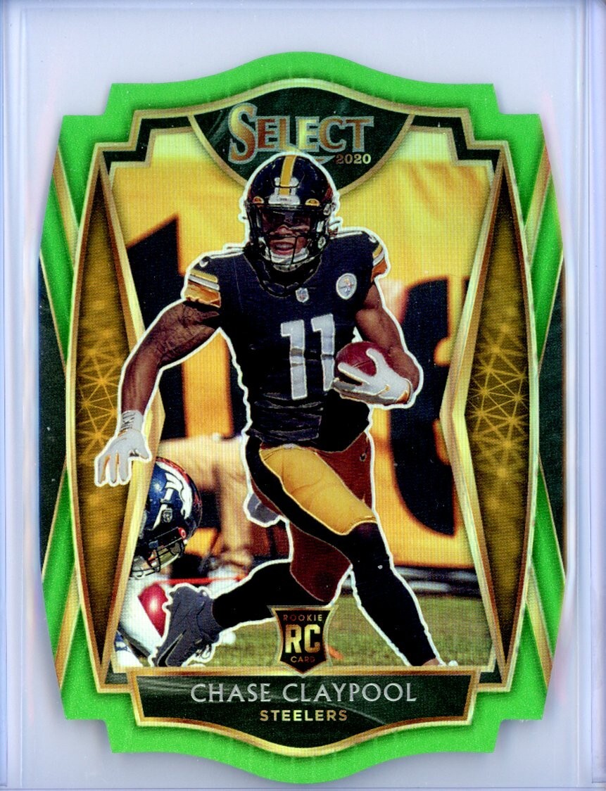 2020 Panini Select Premier Level #170 Chase Claypool RC Neon Green Die-Cut Prizm