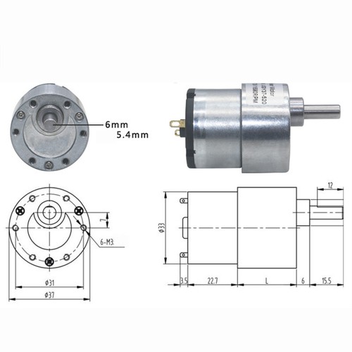 DC6V 12V 24V Gear Motor High Torque Electric Micro Speed Reduction Geared Motor - Picture 3 of 7