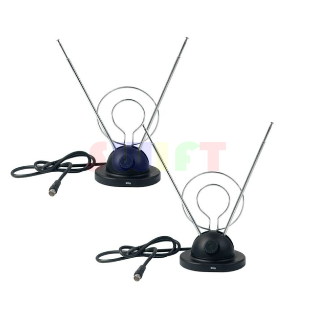 2x Rabbit Ear TV Antenna for HDTV Plus UHF/VHF with Dual loop and 3FT Long Cable eBay