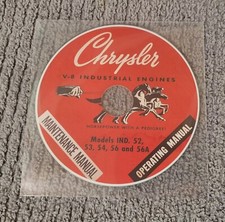 Chrysler V-8 Industrial Engines Manuals Models 52-53-54-56-56a - 2 Manuals On Cd