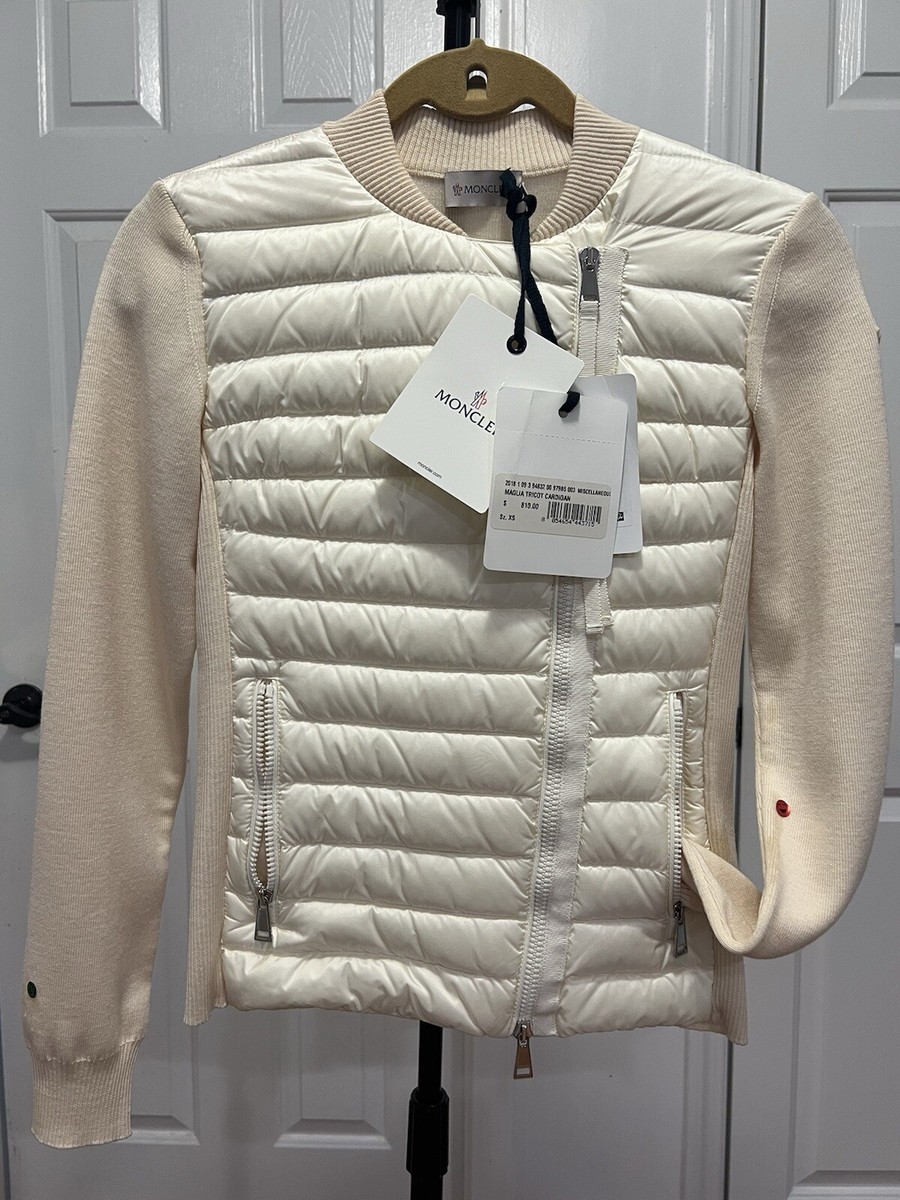 MONCLERモンクレールダウンMAGLIA TRICOT CARDIGAN Moncler Maglia Tricot women cream puffer Cardigan sweater
