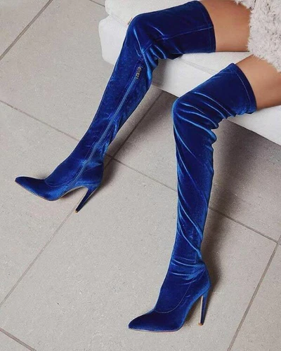 Womens Over The Knee Boots Suede Stiletto High Heel Shoes Sexy Long Thigh Boots - Picture 9 of 17