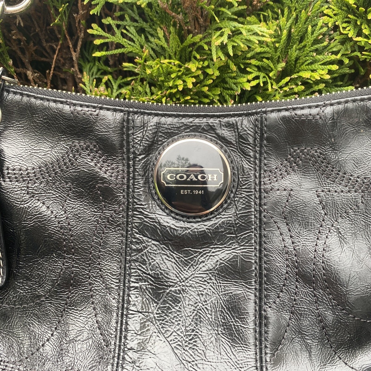 Coach East West Hobo Bag Soho Black Patent Leather Y2K Coach East West Hobo Bag Soho Black Patent Leather Y2K